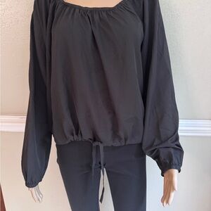James Perse Black Blouse with Drawstring
